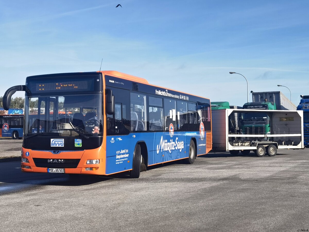 MAN Lion's City LE � der MVVG mit Anh�nger in R�bel.