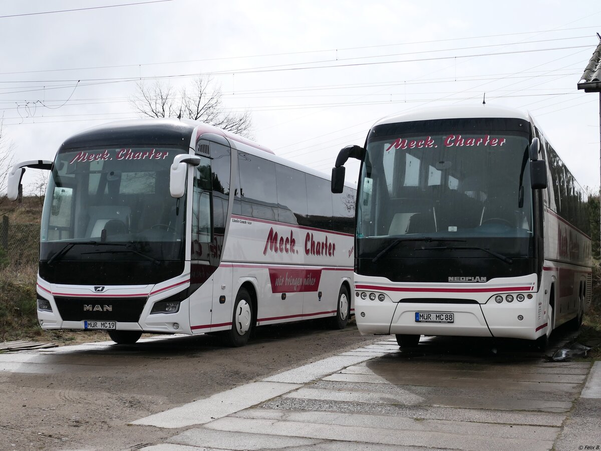 MAN Lion's Coach und Neoplan Tourliner von Meck. Charter aus Deutschland in Waren.