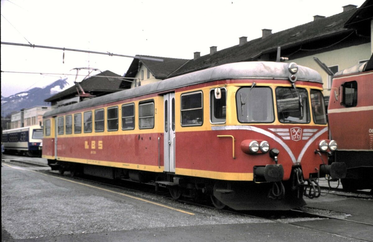 MBS Montafon-Bludenz-Schruns Bahn ET 10.104 in Bludenz im März 1989.