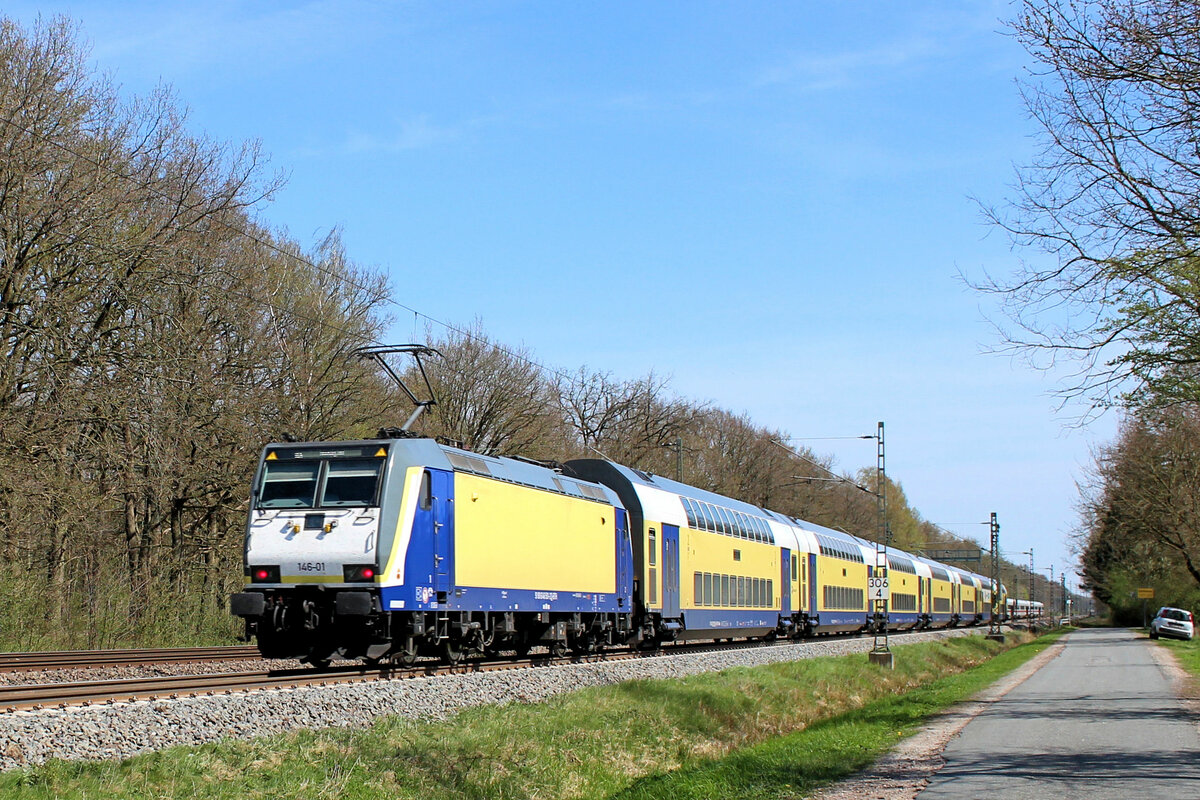 ME 146-01 auf den Weg nach Hamburg. Tostedt - Dreihausen, 22.04.2023.