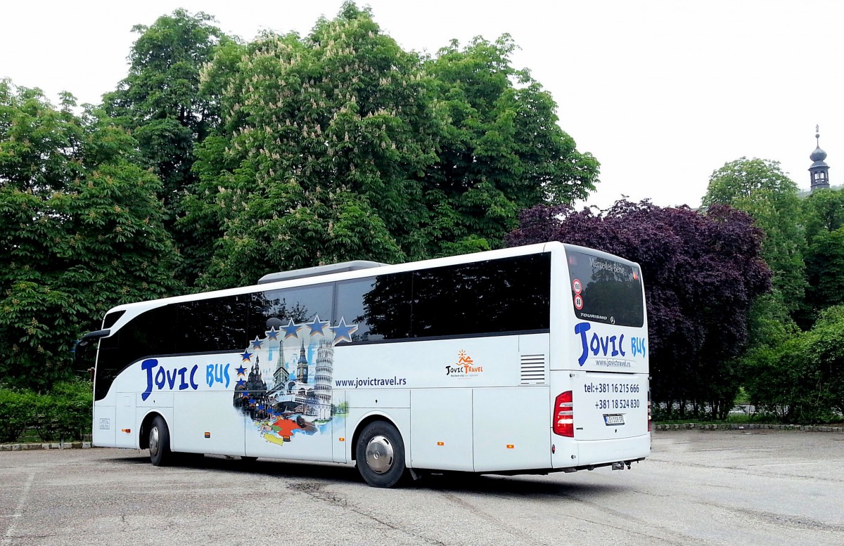 Mercedes Benz Tourismo von Jovic Bus aus Serbien am 19.Mai 2014 in Krems gesehen.