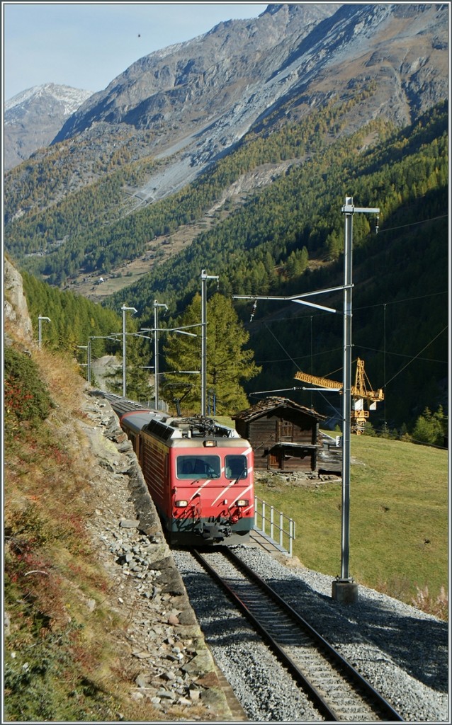 MGB HGe 4/4 kurz vor Zermatt.
21. Okt. 2013