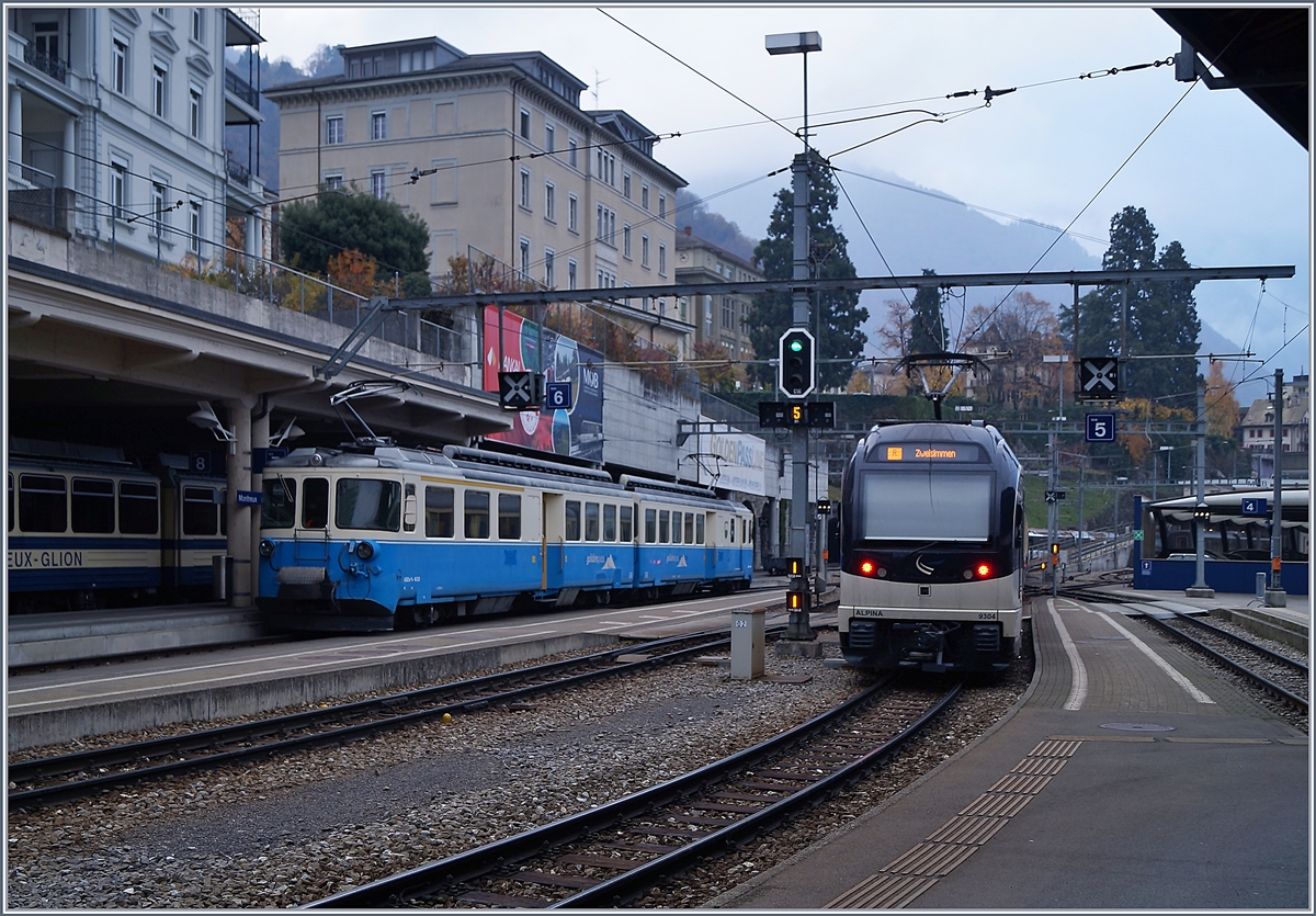 MOB  Alpina und ABDe 8/8 in Montreux.
19.11.2018
