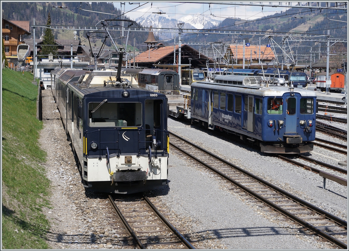 MOB GDe 4/4 6005 und BDe 4/4 3002 in Zweisimmen. 

14. April 2021