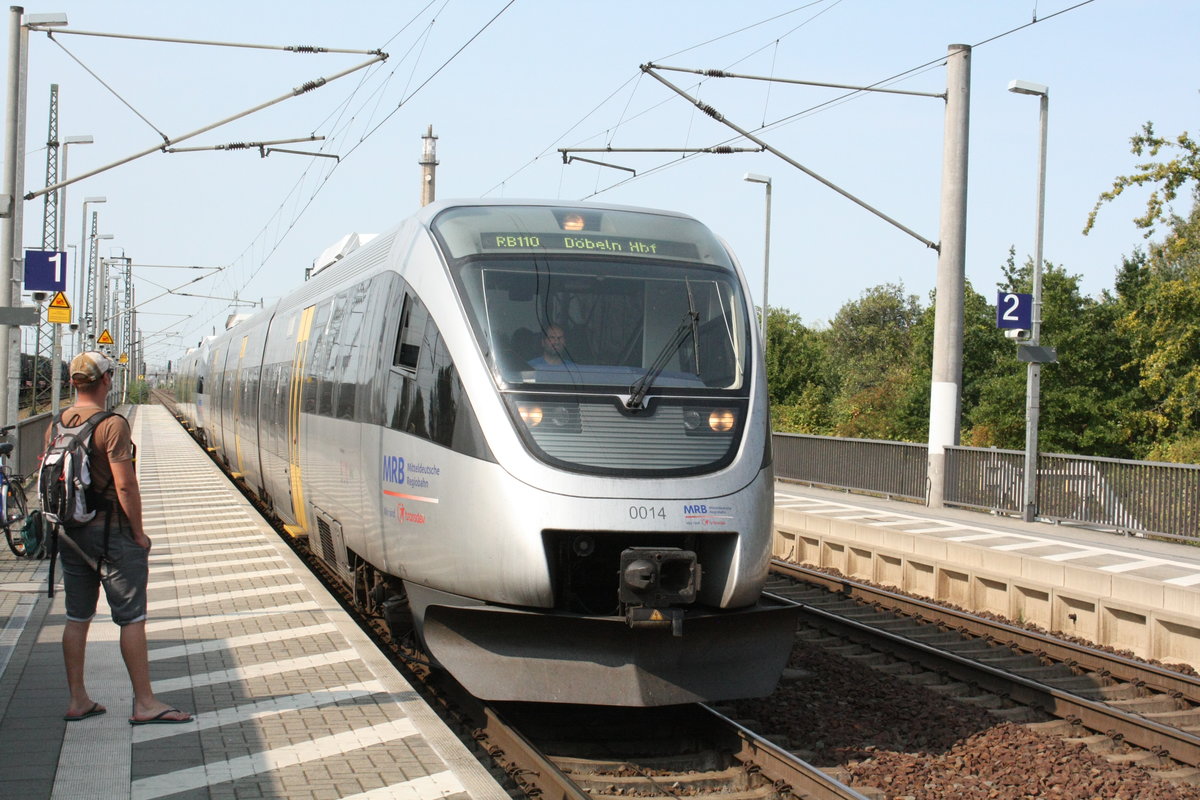 MRB VT 0014 und 0010 als RB110 mit ziel D�beln Hbf im Bahnhof Leipzig-Engelsdorf am 12.9.20