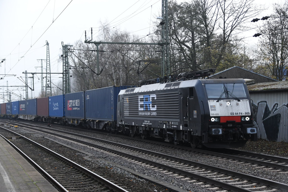MRCE 189 805 zog einen containerzug durch hh-harburg,27.11.20
