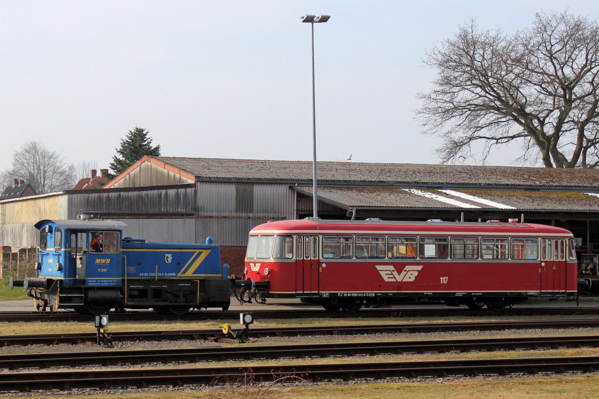MWB - V 246 ist am 07.03.2014 in Bremervörde am Rangieren.