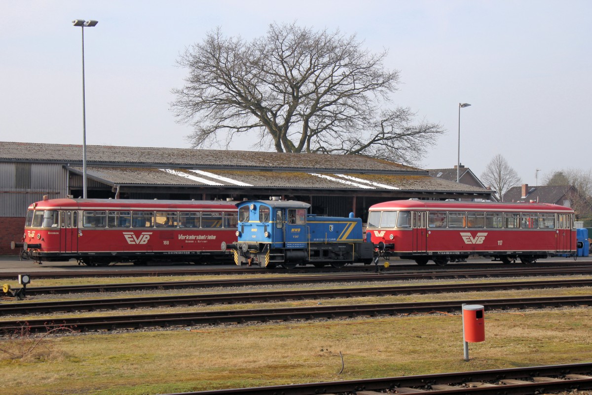 MWB - V 247 ist am 07.03.2014 in Bremervörde am Rangieren.