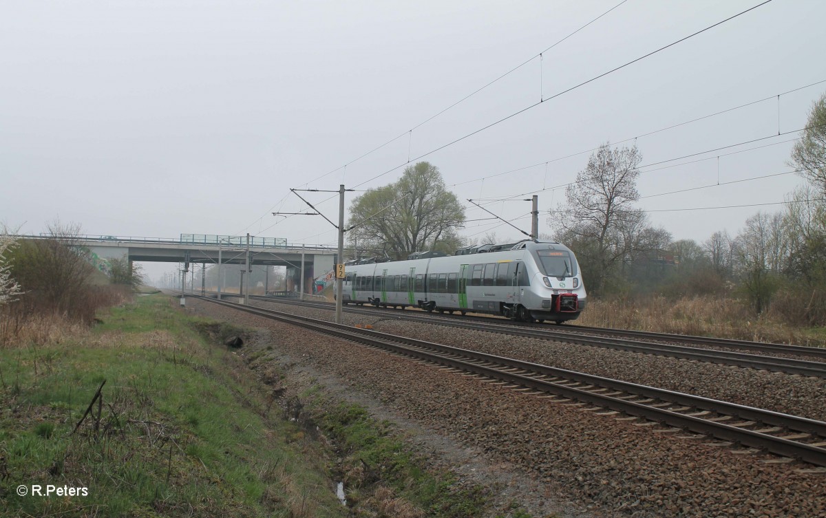 Nachschuss 442 104-8 als S1 37124 Wurzen - Leipzig Miltizer Allee bei Borsdorf bei Leipzig. 29.03.14