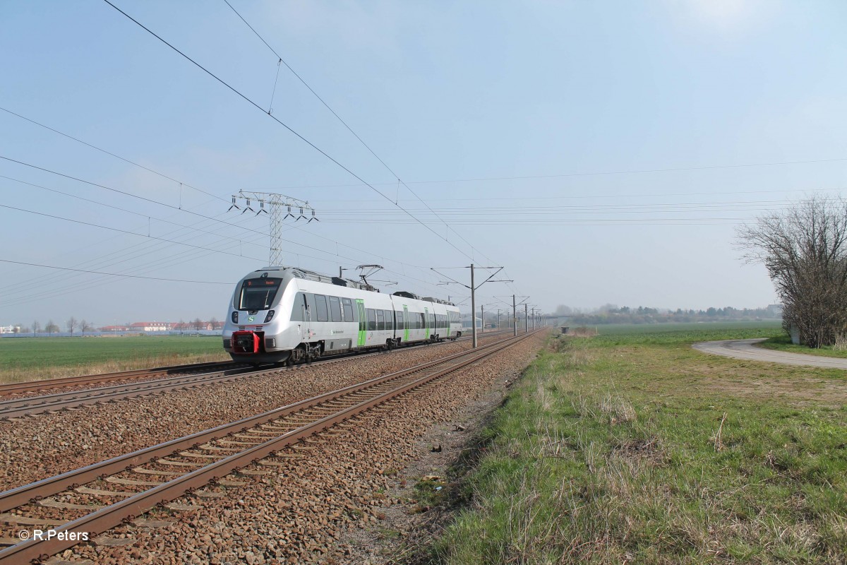 Nachschuss 442 104-8 als S1 37127 Leipzig Miltizer Allee - Wurzen bei Borsdorf bei Leipzig. 29.03.14