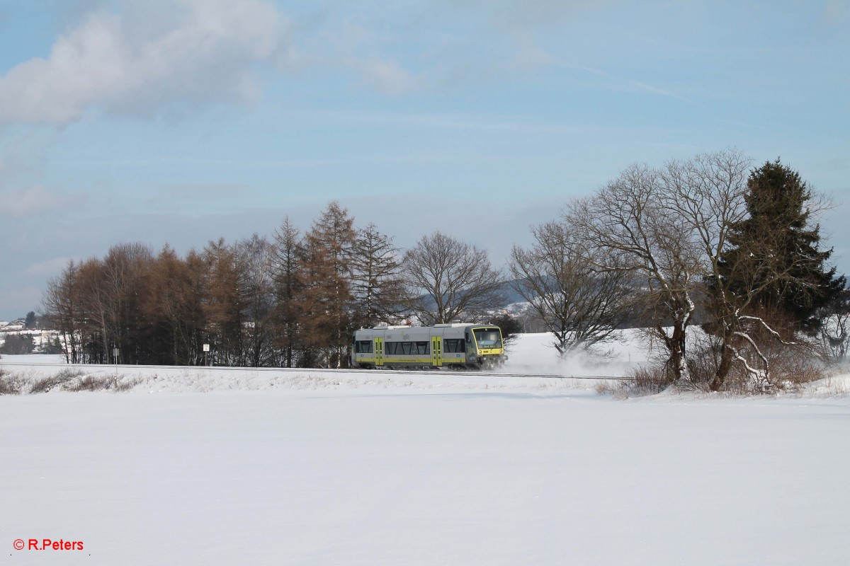 Nachschuss auf ein VT650 der Agilis auf dem Weg nach Hof bei Waldershof. 03.02.15