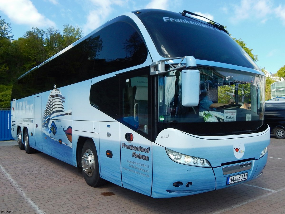 Neoplan Cityliner von Frankenland Reisen aus Deutschland im Stadthafen Sassnitz.