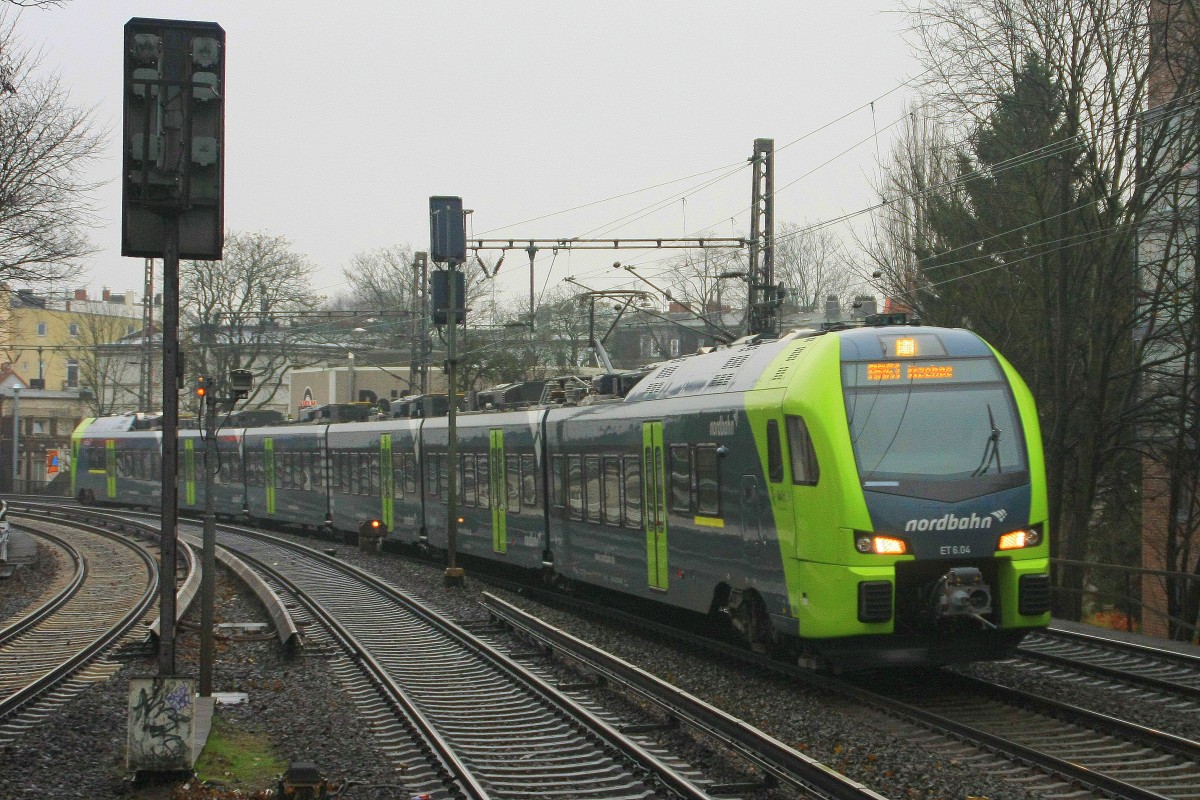 Nordbahn ET 6.04 als RB61 nach Itzehoe bei der Durchfahrt in Hamburg-Holstenstrasse am 18.12.2014