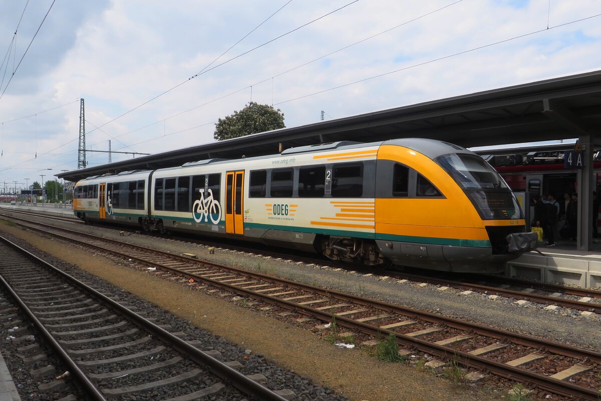 ODEG 642 416 treft am 23 Mai 2023 in Cottbus Hbf ein.