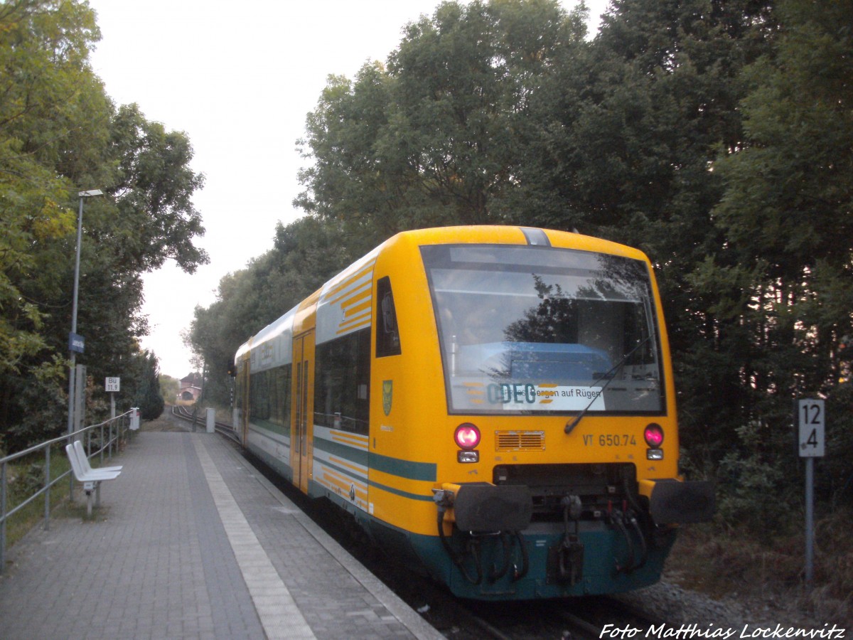 ODEG VT 650.74 im Auftrag der PRESS mit ziel Bergen auf R�gen im Bahnhof Lauterbach Mole am 7.9.14