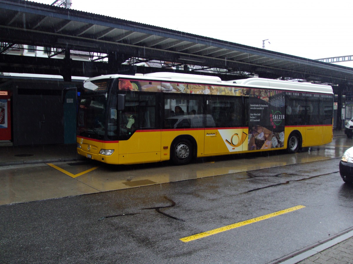 POSTAUTO-Mercedes Citaro Baujahr 2012 am Bahnhof Rueti am 8.7.14.