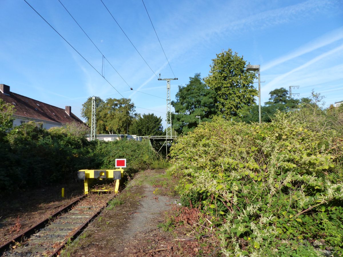 Prellbock Bahnhof Emmerich am Rhein 19-09-2019.

Stootjuk kopspoor achter de oude verkeersleidingpost station Emmerich 19-09-2019.