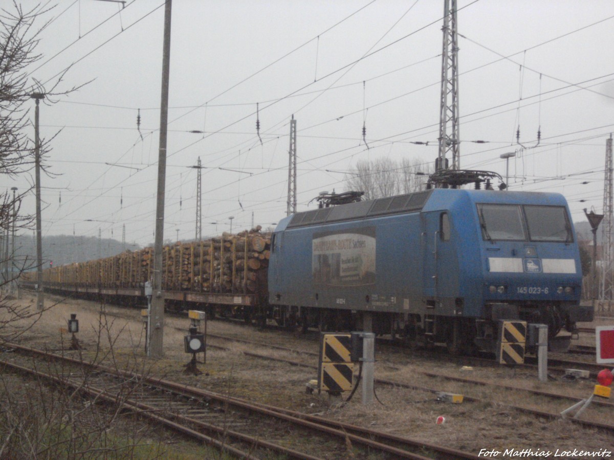 PRESS 145 023-6 abgestellt im Bahnhof Bergen auf R�gen am 4.3.14