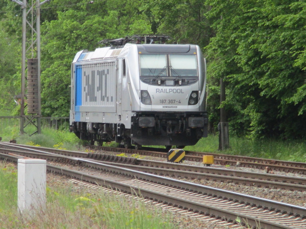 Railpool 187 307,am 16.Mai 2020,an der Sdausfahrt in Angermnde.