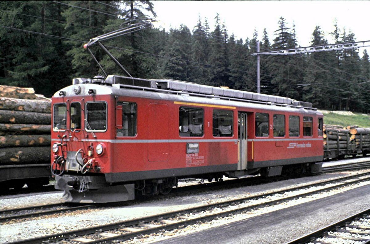 RhB ABe 4/4 Nr.48 in Pontresina im August 1989.