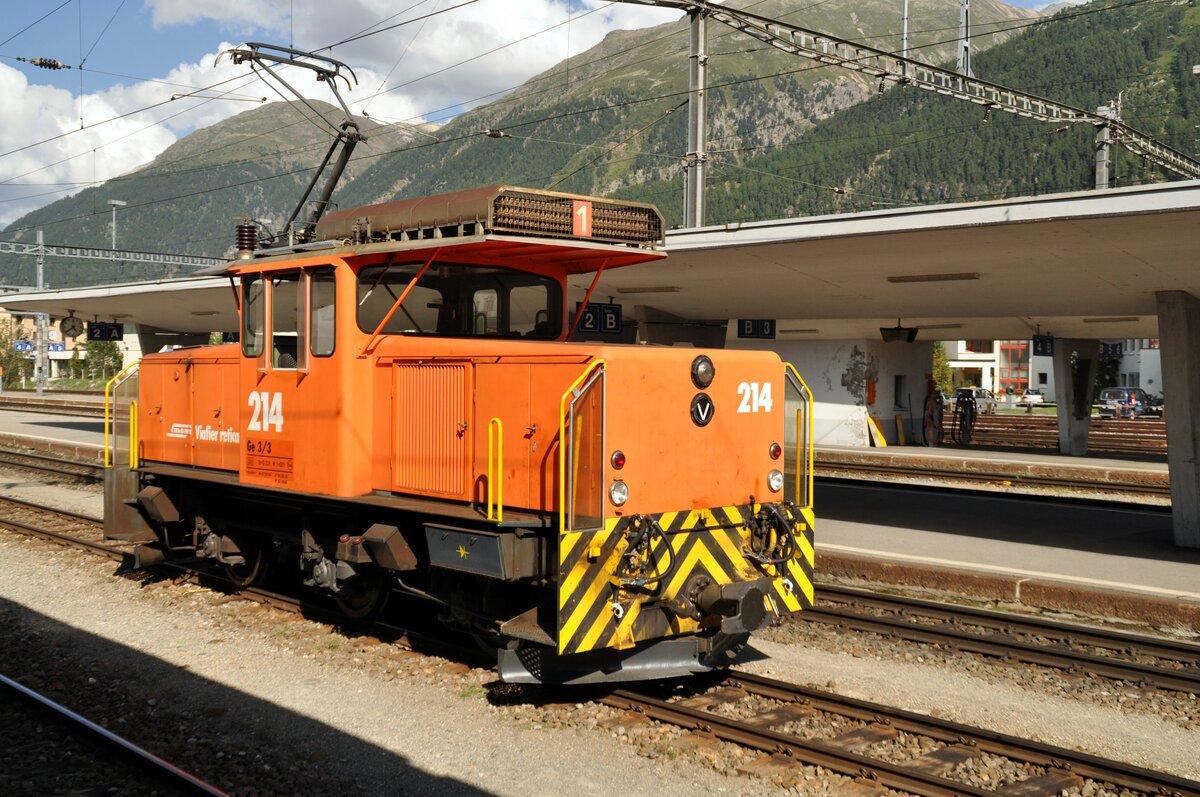 RhB Ge3/3 Nr.214 in Samedan am 24.08.2009.