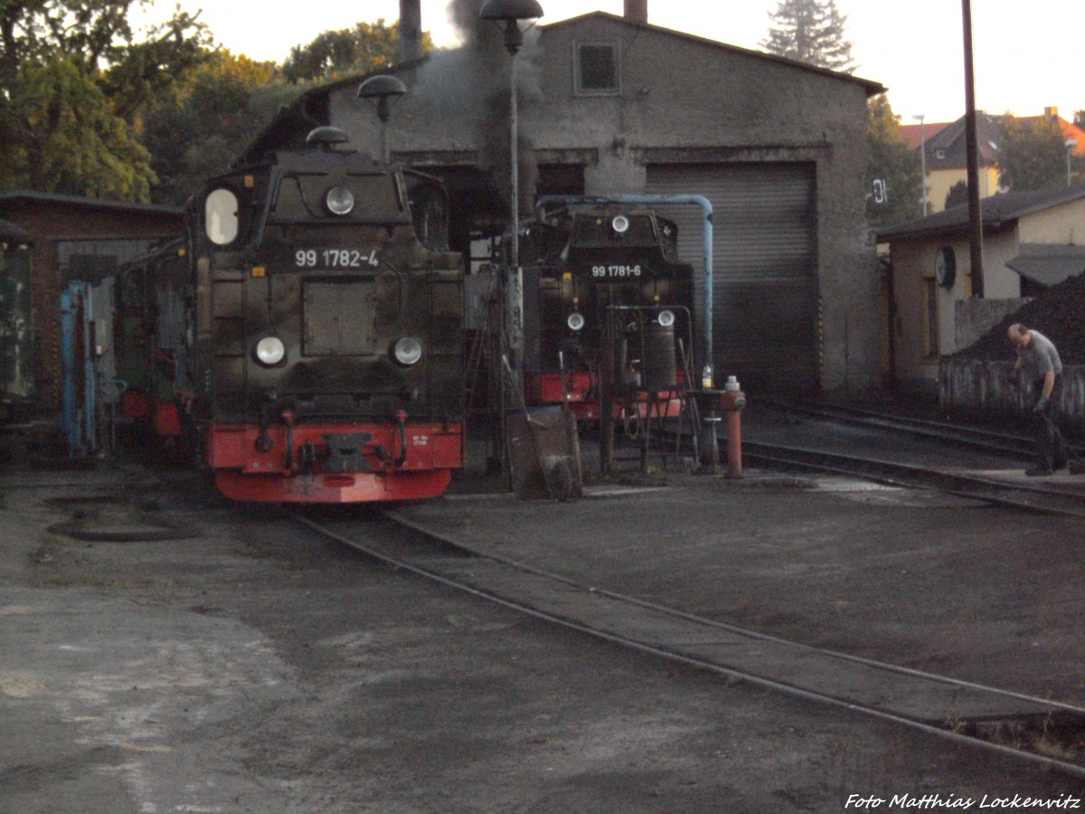 R�BB 99 1782 & 99 1781 im Kleinbahn BW Putbus am 23.8.13
