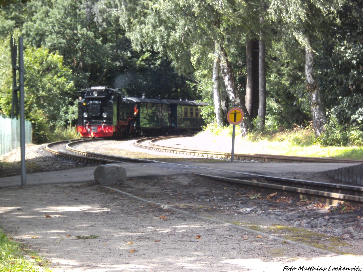 R�BB 99 1782 mit dem P105 bei der Einfahrt in den Hp. Garftitz am 15.8.13