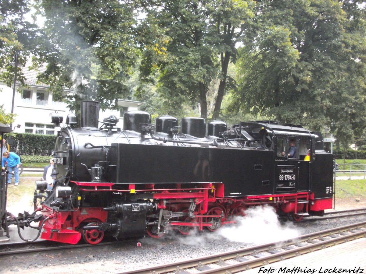 R�BB 99 1784 im Bahnhof Ostseebad Binz am 17.8.17