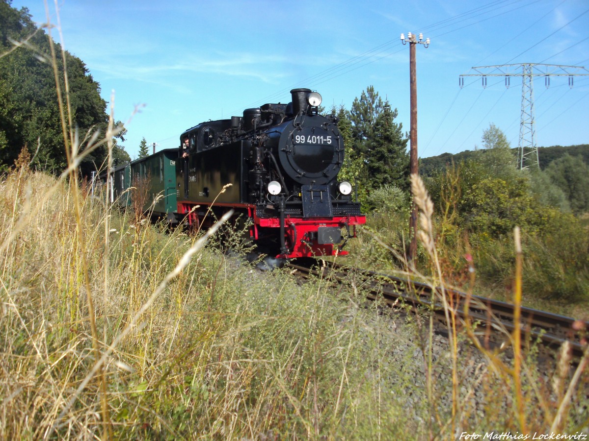 R�BB 99 4011 mit dem P108 kurz vor dem Hp. Seelvitz am 15.8.13