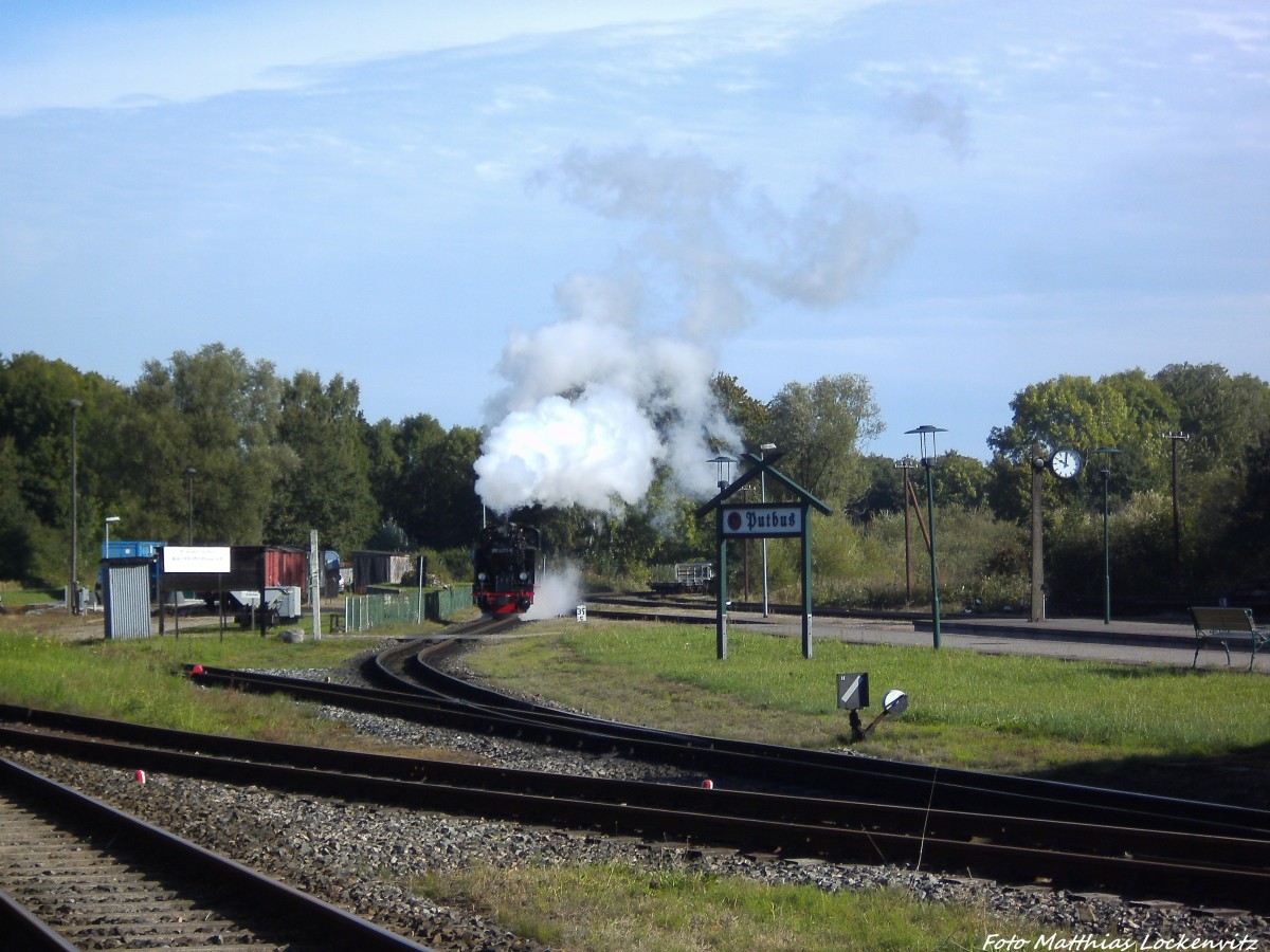 R�BB 99 4011 unterwegs zum Personenzug im Bahnhof Putbus am 17.9.13