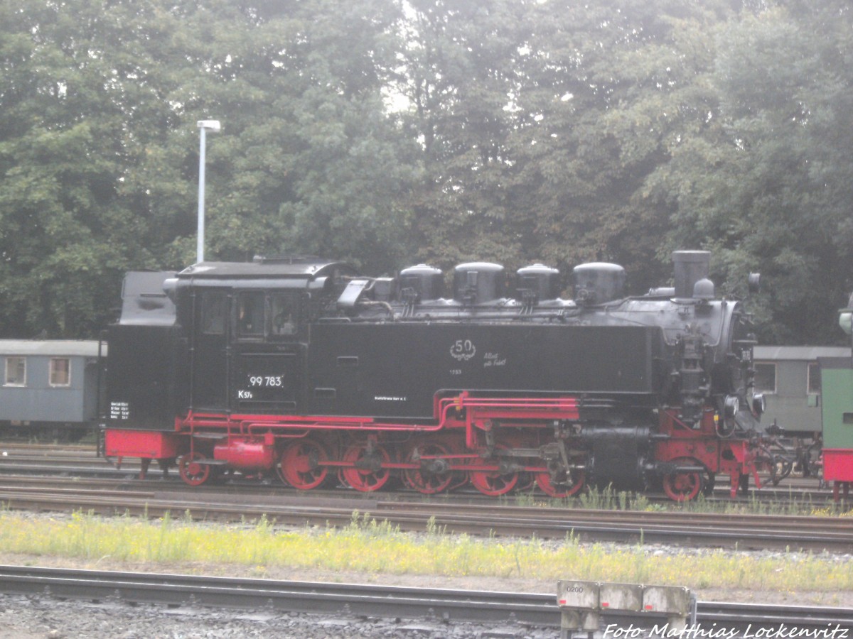 R�BB 99 783 abgestellt im Bahnhof Putbus am 28.7.14