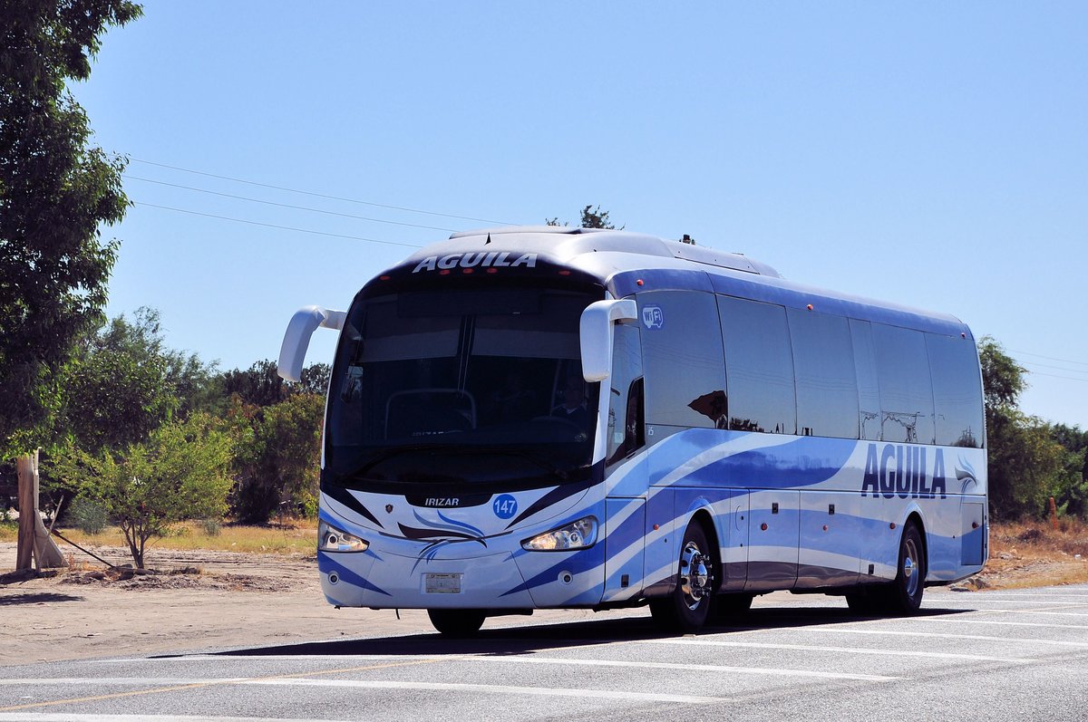 Scania Irizar I5 Linienbus von Aguila auf der Route Nr.1 in der Baja California Sur in Mexico gesehen,M�rz 2016