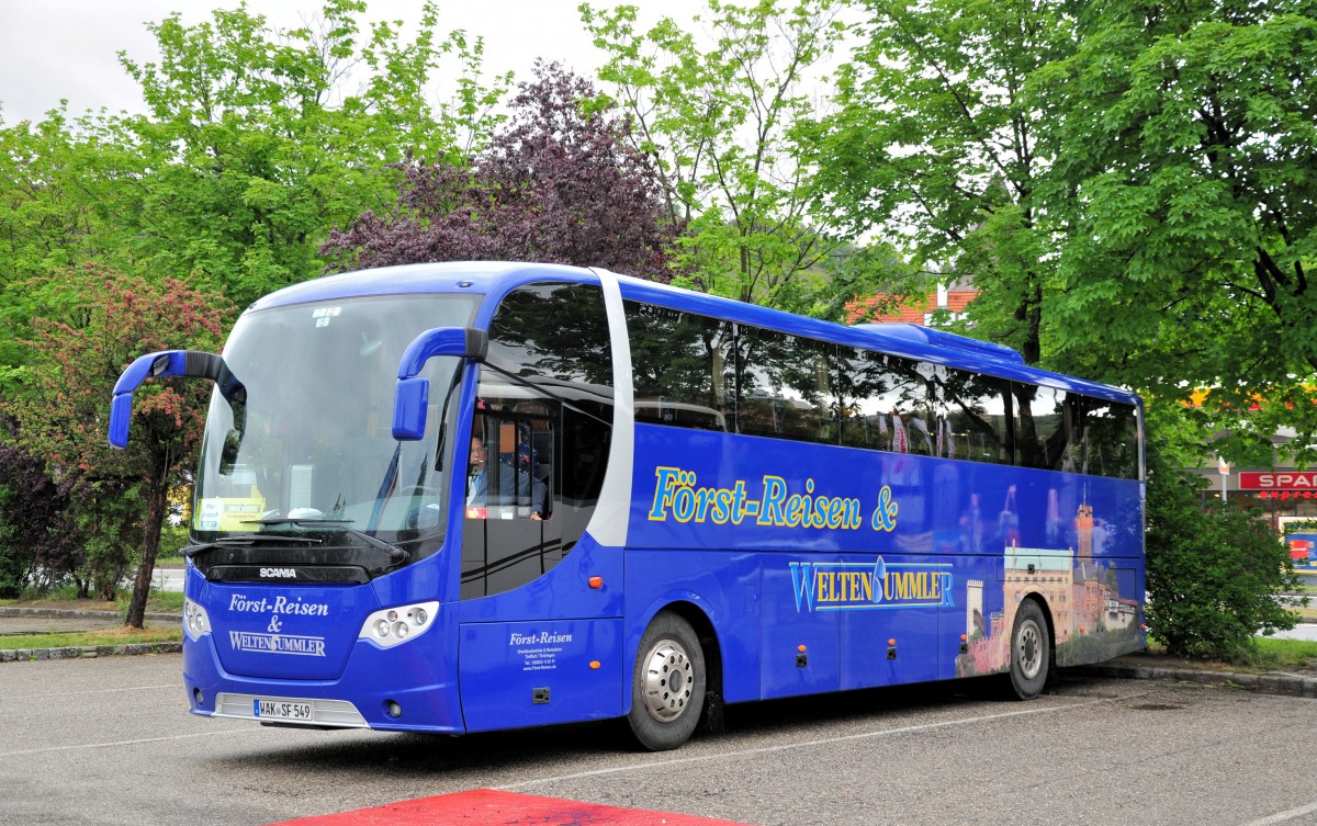 Scania Omni Express von F�rst Reisen aus Deutschland am 16.Mai 2014 in Krems.