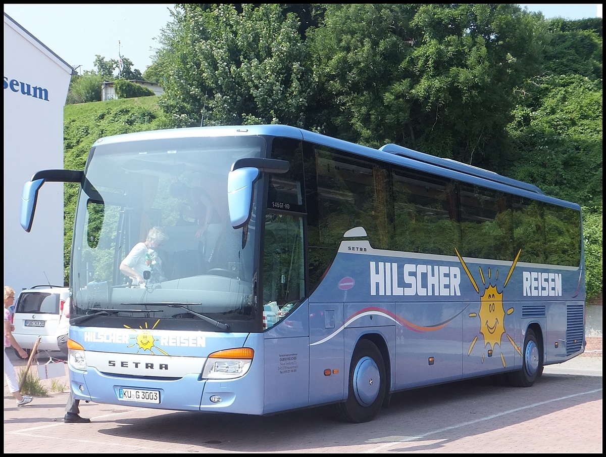 Setra 415 GT-HD von Hilscher-Reisen aus Deutschland im Stadthafen Sassnitz.