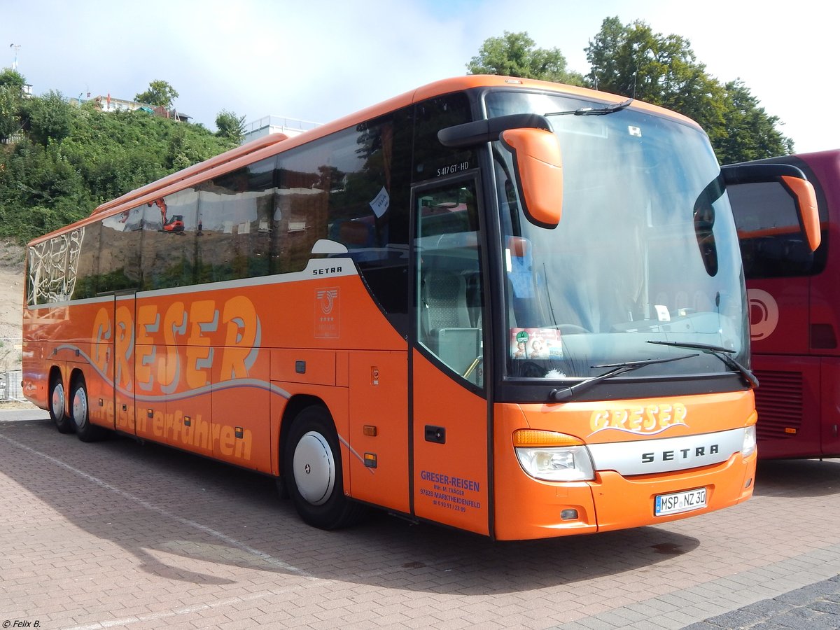 Setra 416 GT-HD von Greser-Reisen aus Deutschland im Stadthafen Sassnitz.