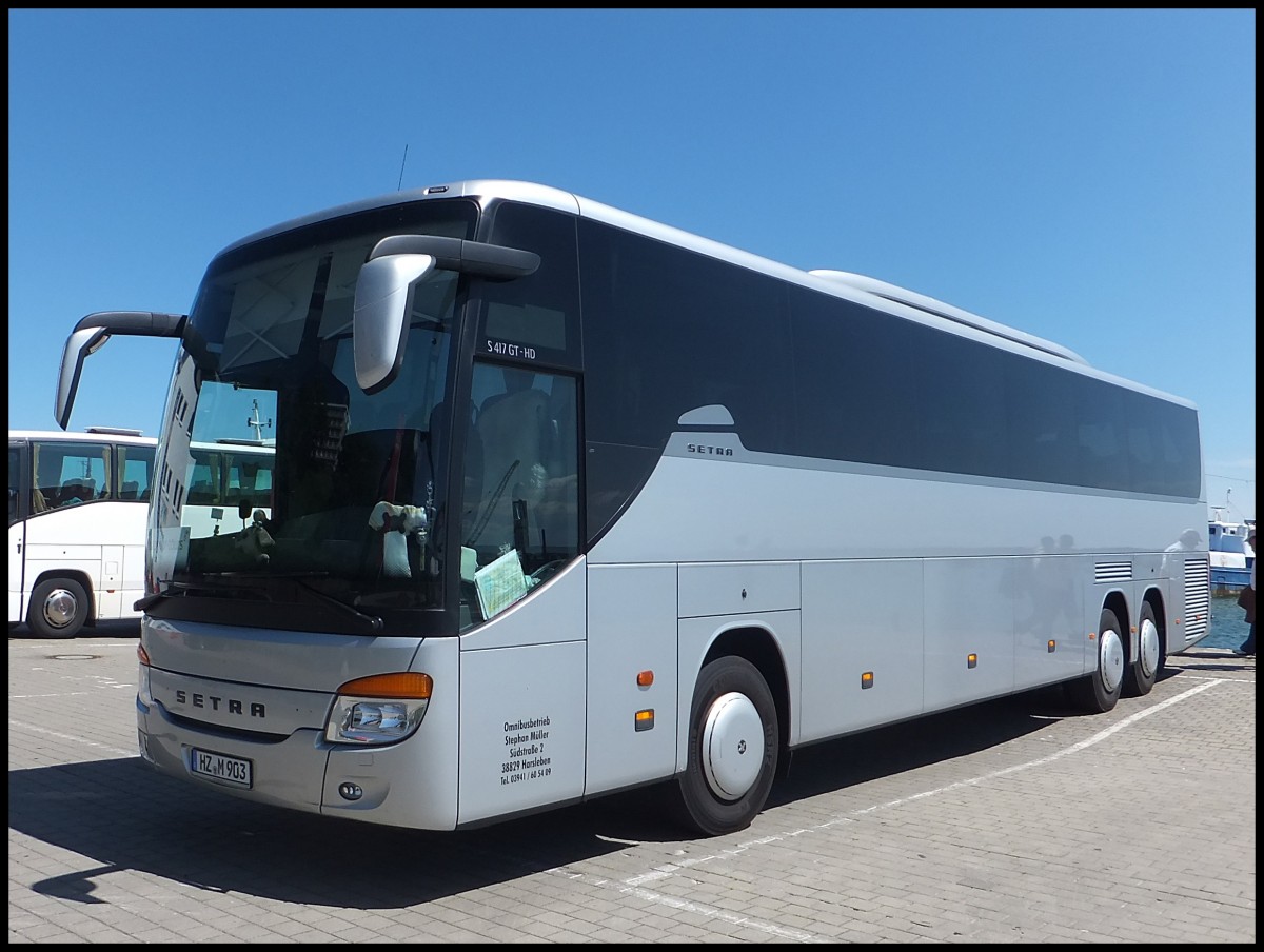 Setra 417 GT-HD vom Omnibusbetrieb Stephan M�ller aus Deutschland im Stadthafen Sassnitz.