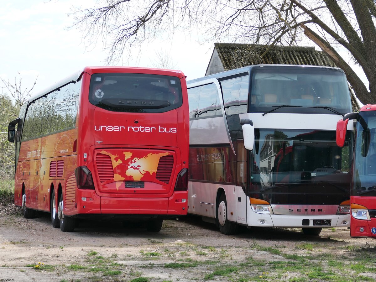 Setra 516 HDH und Setra 431 DT von URB aus Deutschland in Ueckermünde.