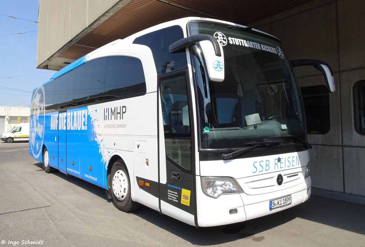 SSB Reisen aus Stuttgart | Teambus Stuttgarter Kickers | S-KI 1899 | Mercedes-Benz Travego II RHD | 21.04.2018 in Stuttgart