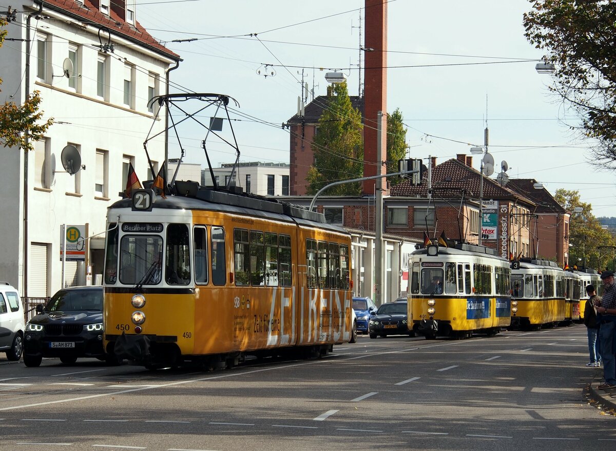 Stra�enbahn / Sadtverkehr, Stuttgart;  GT 4 Parade zum Jubil�um 60 jahre GT 4 in Stuttgart am 27.10.2019.