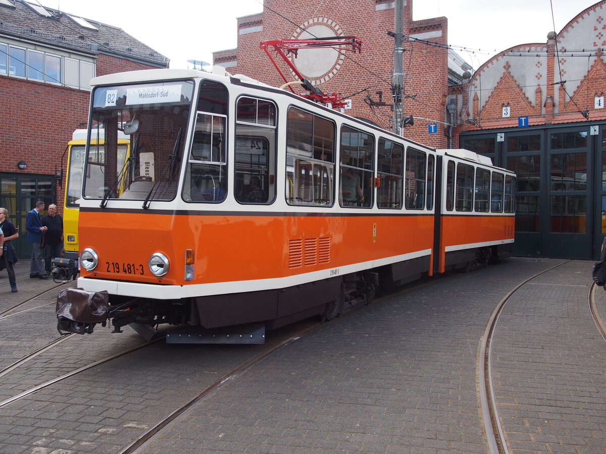 Stra�enbahn / Stadtverkehr Berlin; KT 4 D Nr.219 481-3 von CKD Tatra Baujahr 1986 im Betriebshof K�penick in Berlin am Tag der offenen T�r am 08.09.2018.