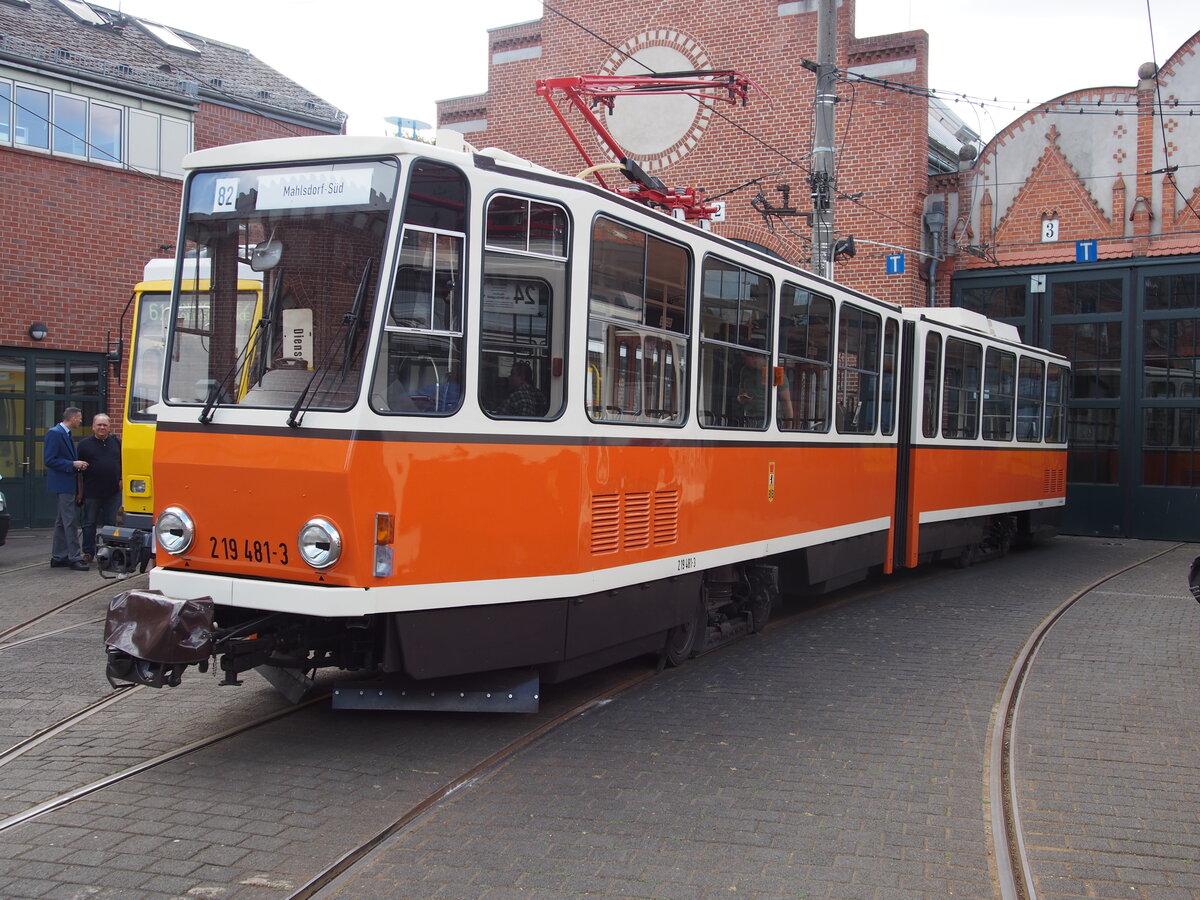 Straßenbahn / Stadtverkehr; Berlin;    KT 4 D Nr.219 481-3 von CKD Tatra Baujahr 1986 im Betriebshof Berlin Köpenick am 08-09-2018.