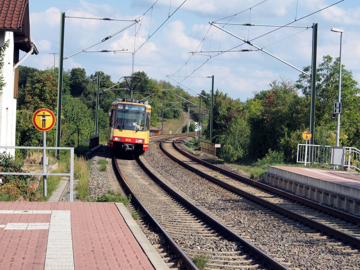 Stra�enbahn / Stadtverkehr;  Heilbronn;  GT 8-100 D 2S Nr.806 von D�wag Baujahr 1991 bei Sulzbach am 09.09.2015.