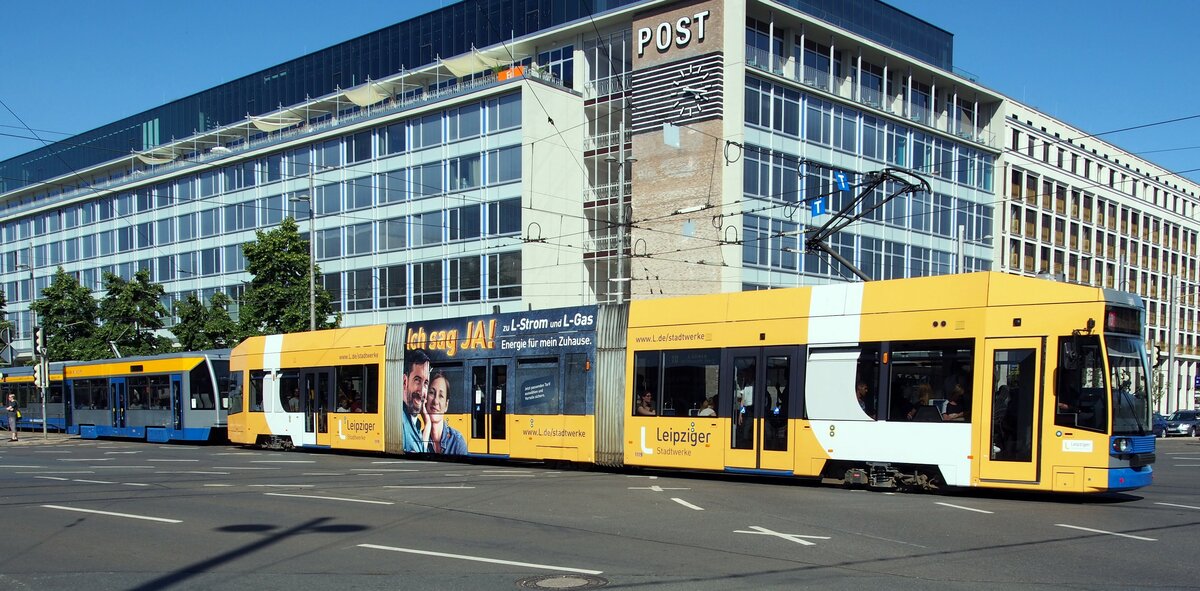 Straßenbahn / Stadtverkehr; Leipzig;     NGT 8 Nr.1119 von DWA Baujahr 1995 am Augustusplatz am 23.07.2019.
