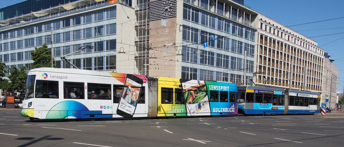Straßenbahn / Stadtverkehr; Leipzig; NGTW 6 Nr.13´35 Leoliner von LFB Baujahr 2010 am Augustusplatz in Leipzig am 23.07.2019.