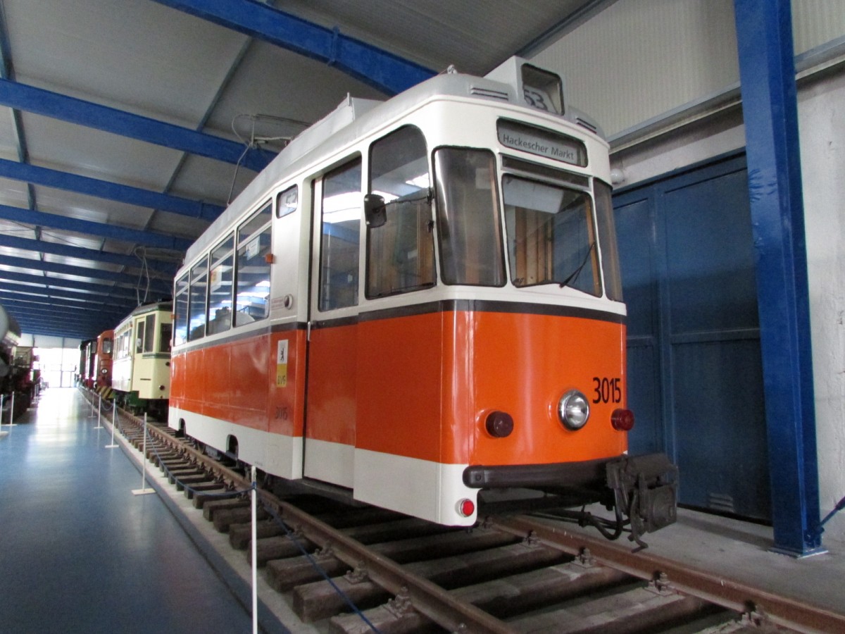 Straenbahn 3015 im Technik Museum Prora am 16.Okt.2013