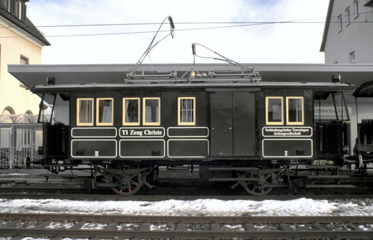 T 1  Zeug Christe  Baujahr 1898 von MAN/AEG L�P 10,00m, Fabrik Nr.369 in Trossingen Stadt zum Jubil�um 100 Jahre Trossinger Eisenbahn am 13.12.1998.