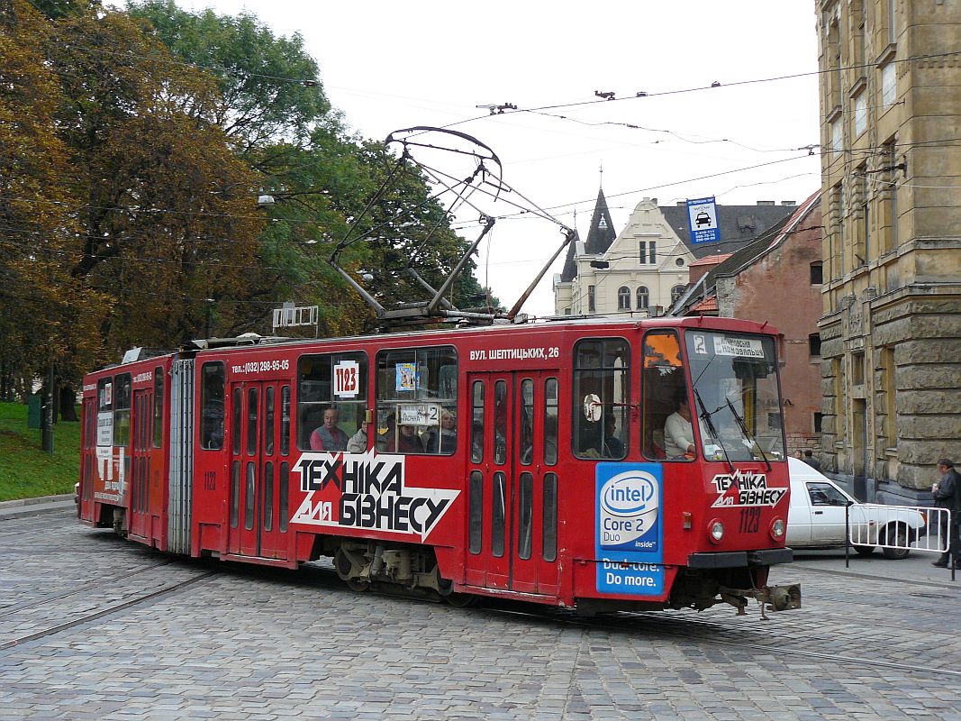 Tram 1123 Vul. Pidvalna Lviv, Oekrane 13-09-2007.