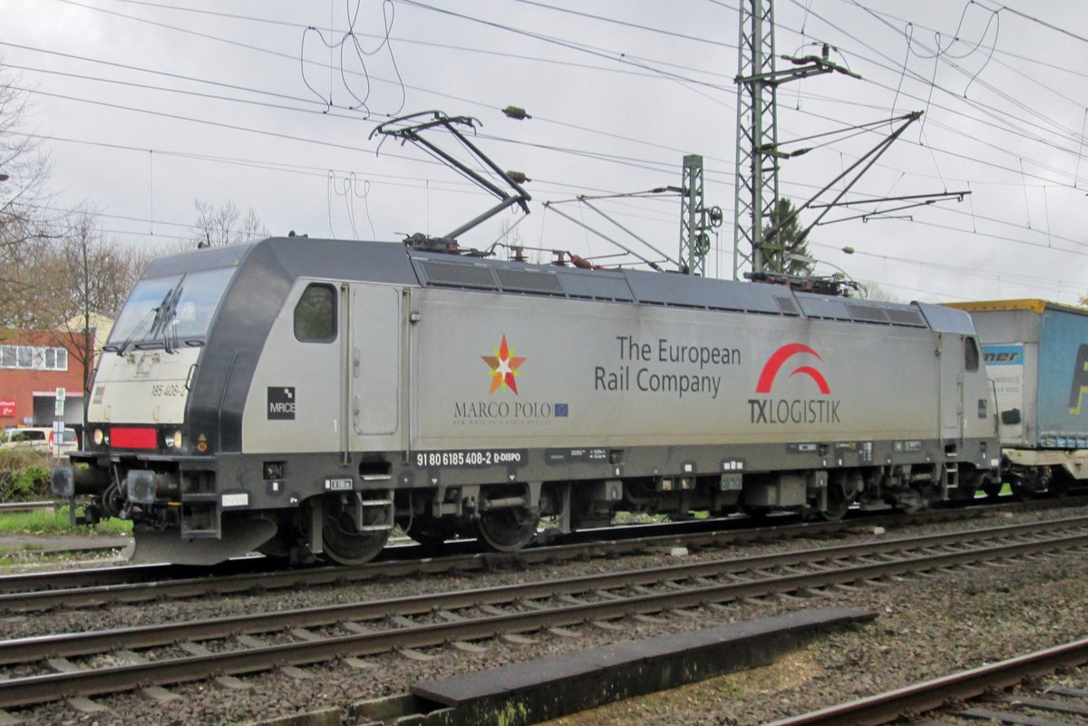 TX Logistik 185 408 passiert Elmshorn am 28 April 2016.