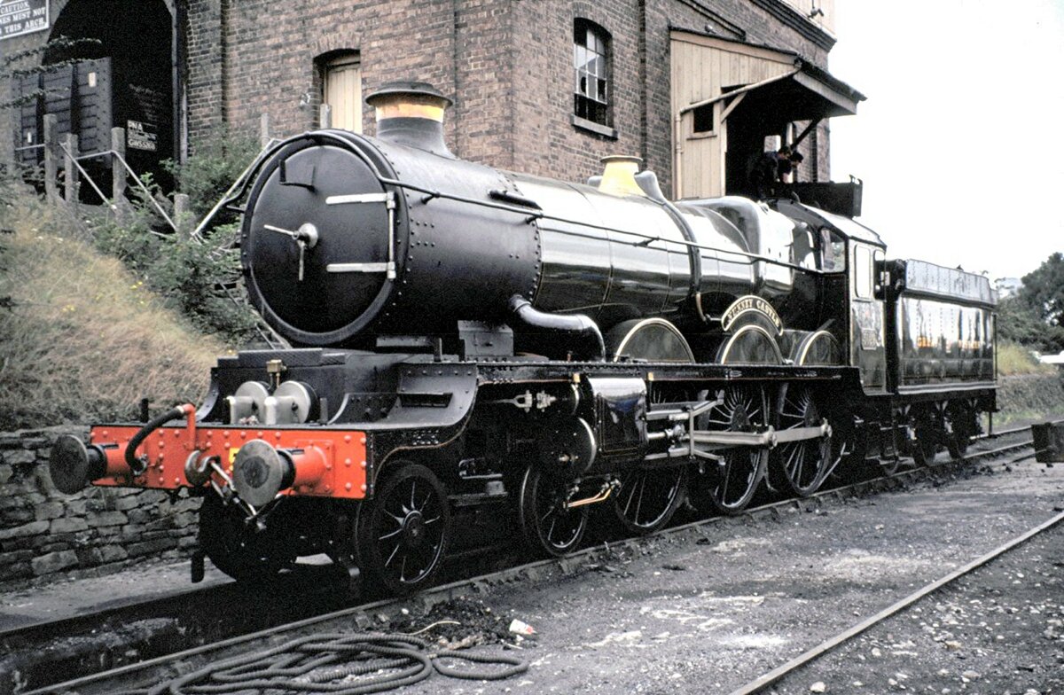 UK Great Western Railway GWR Nr.5029  Nummey Castle  Collett Castle class 4-6-0 Personenzug Express Lokomotive, gebaut in Swindon, 1934; im Eisenbahnmuseum Didcot im August 1991.