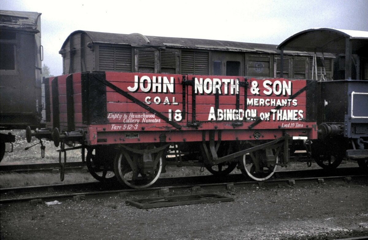 UK GWR G�terwagen ofener historischer Kohlewagen von John North & Son im Eisenbahnmuseum Didcot im August 1991.